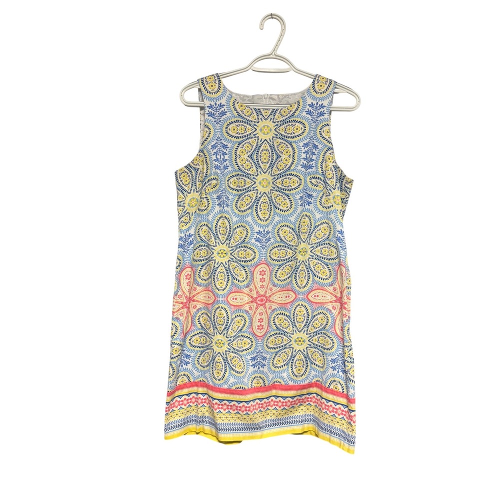 London Times Women's Floral Print Sleeveless Dress Blue‎ Yellow Size 12